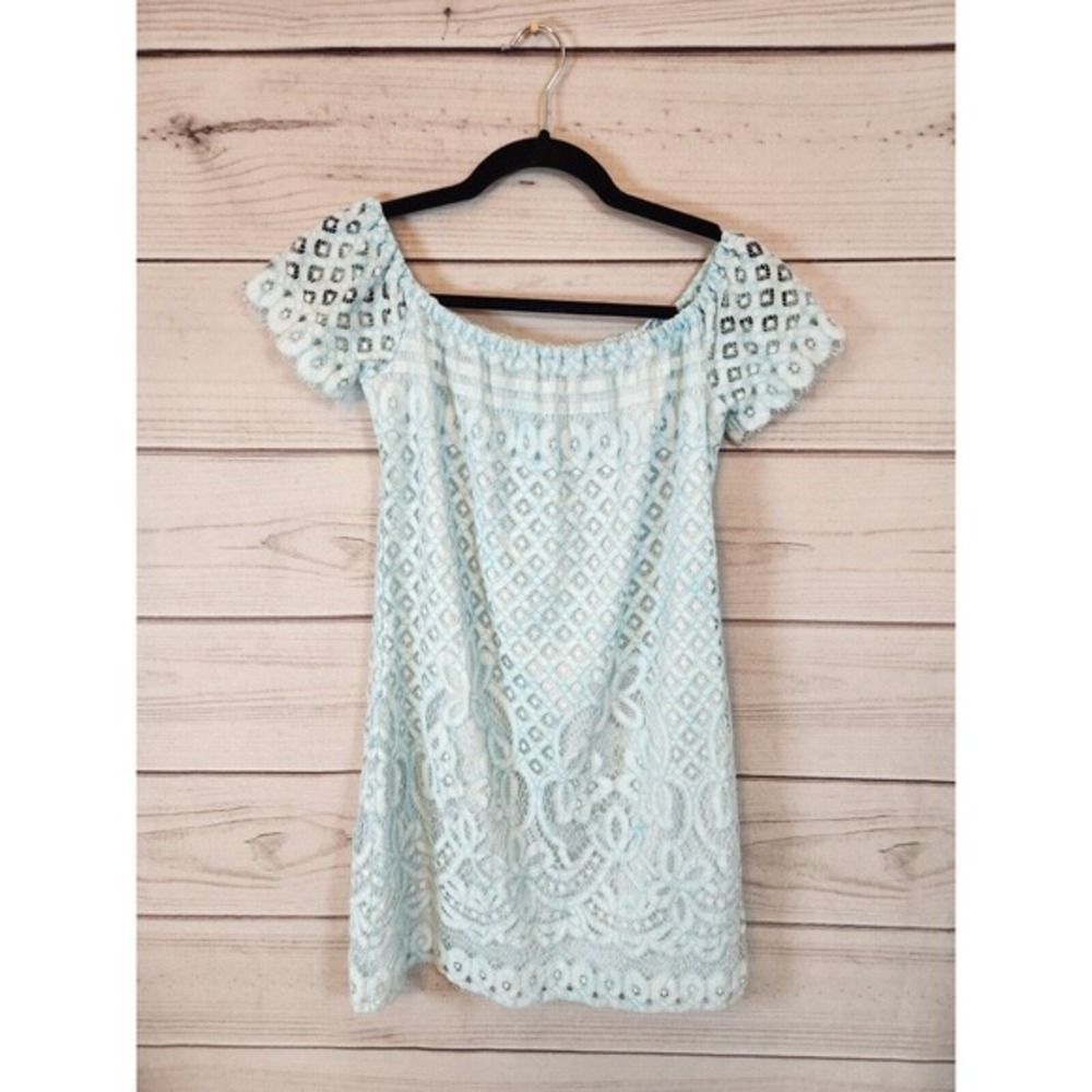 Altar'd State Women's Blue Lace Short Sleeve Mini Dress Size S‎